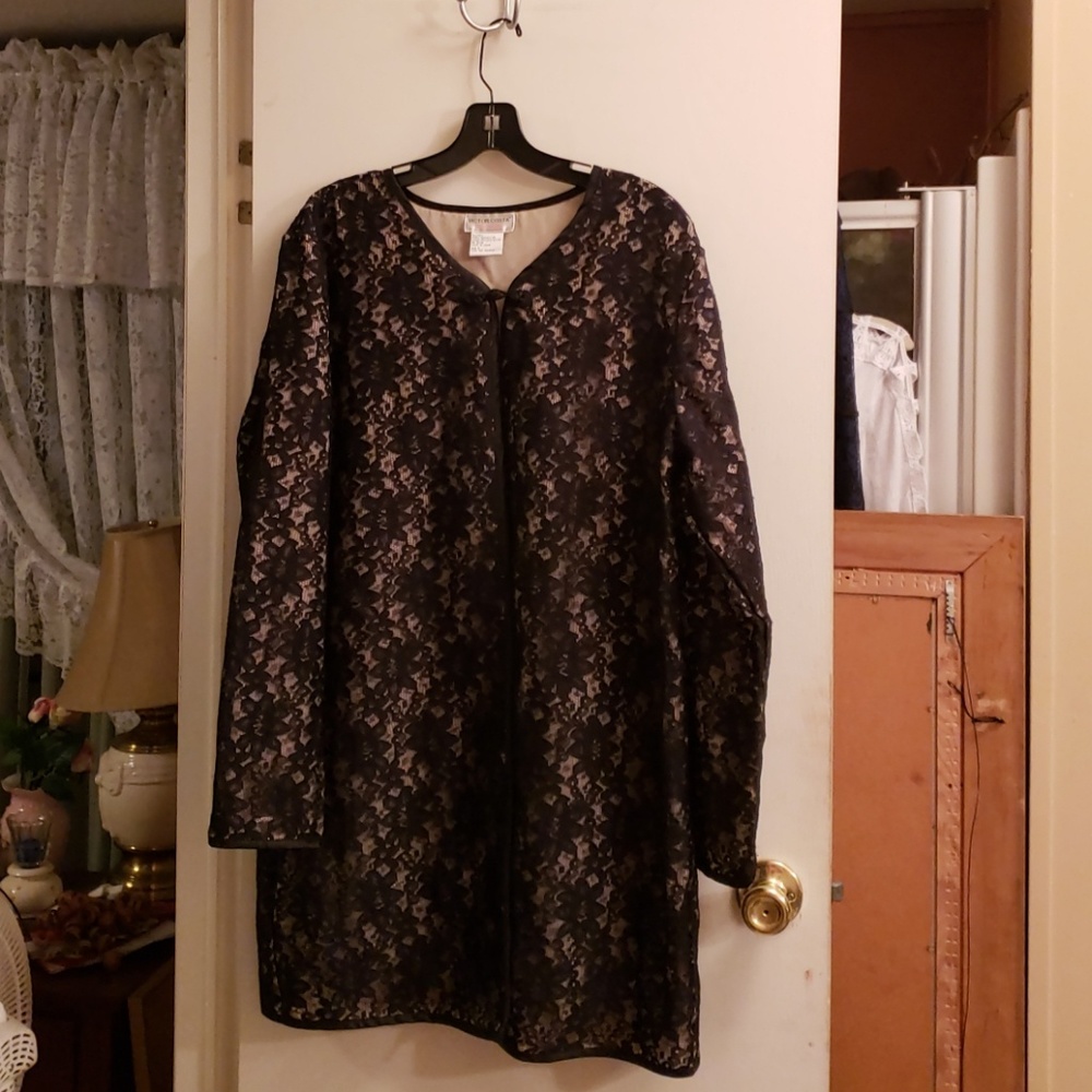 Victor Costa Dress Cardigan Jacket Black Lace